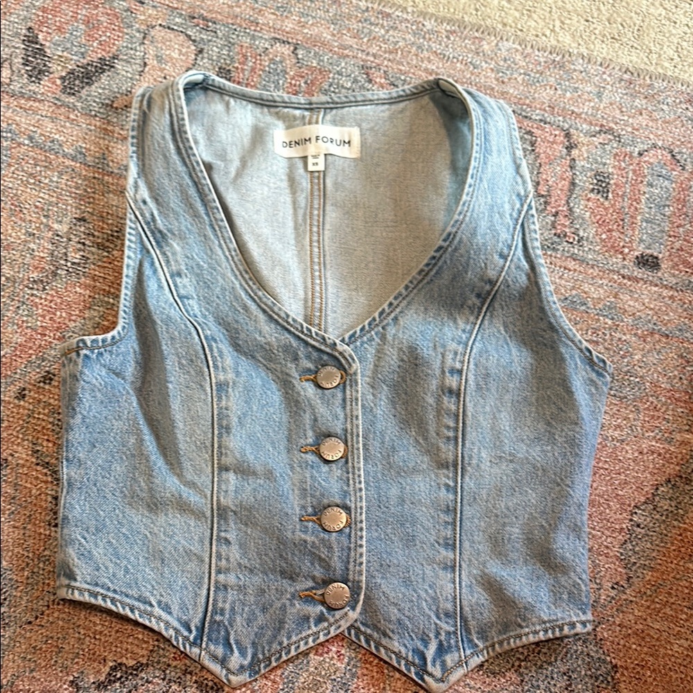 Denim Forum Light Blue Buttoned Vest